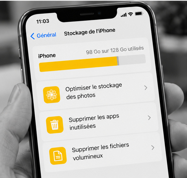 Stockage presque plein sur un téléphone